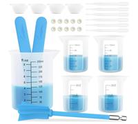 Tasses à mesurer en silicone pour résine, 2 échelles claires 250 et 100 ml Tasses à mesurer en silicone, bâtonnets d'agitation & palette de mélange en silicone, réutilisables et faciles à nettoyer