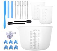Tasses à Mesurer en Silicone Tasses Graduées de 600 ml e 100 Gobelet Doseur avec 6 Pipette Plastique Antiadhésives Silicone Moule de Outil Mélange pour Résine Époxy Accessoires Art (30 Pièce)