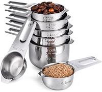 Tasses à Mesurer Lot de 7: U-Taste Cup de Cuisine en Acier Inoxydable 18/8 avec Poignée Large pour Ingrédients Secs et Liquides, 30 ml, 60 ml, 80 ml, 120 ml, 160 ml, 180 ml, 240 ml (Argent)