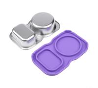 Tasses à sauce en acier inoxydable avec support pour bol et assiette - Tasse à collation à double grille pour frites et trempettes - Ensemble de service extérieur 14 x 8,5 cm (violet)