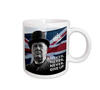 Tasses À Thé Aquarelle Tasses À Café 330Ml, Citation De Winston Churchill : « N'Abandonnez Jamais » Sur Fond D'Union Jack Tasse À Café En Porcelaine Avec Poignée Pour Thé Amies Femme