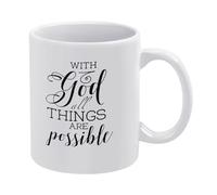 Tasses À Thé Avec Dieu tout est possible. Tasse en céramique Bureau 330ml