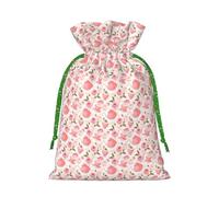 Tasses à thé avec roses - Imprimé shabby romantique - Sac de Noël festif avec cordon de serrage - Sac réutilisable pour cadeaux de Noël