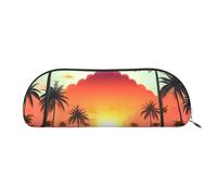 Tasses à thé avec roses romantiques pour femmes, trousse de maquillage, sac de rangement de voyage, trousse de toilette, trousse à crayons, Sunrise Tropical Palm Tree Island, One Size