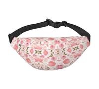 Tasses à thé avec roses romantiques shabby banane, sac banane pour homme et femme, sac banane en polyester imprimé pour voyage, marche, sport avec sangle réglable, Noir , Taille unique