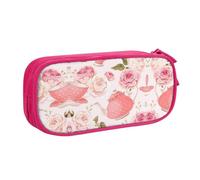 Tasses à thé avec roses romantiques shabby grande capacité double couche trousse à crayons personnalisable en tissu polyester imprimé complet organisateur école bureau voyage maquillage pochette, rose
