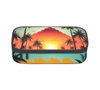 Tasses à thé avec roses - Sac de rangement romantique pour bureau d'affaires, trousse à crayons, trousse à crayons, trousse de maquillage, sac à cosmétiques, Sunrise Tropical Palm Tree Island, One