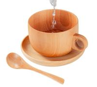 Tasses à thé en bois - Verres naturels de 290 ml, ensemble de tasses à thé en bois avec cuillère, tasse d'extérieur, de golf, de cour d'hiver pour les détails, jardin, maison, pique-nique, verr