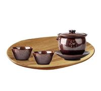 Tasses à thé en céramique - Ensemble à thé portable empilable, tasses antidérapantes et anti-brûlure en céramique pour Pu-Erh Oolong Noir