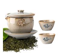 Tasses à thé en céramique, service à thé chinois | Verrerie et articles à boissons empilables,Tasses à thé antidérapantes et Anti-brûlure, service à thé en céramique pour de thé noir pu-erh Oolong
