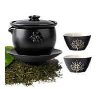 Tasses à thé en céramique, service à thé chinois, verrerie et verres empilables, tasses à thé antidérapantes, design anti-brûlure pour préparer du thé noir, thé vert Pu-Erh Oolong