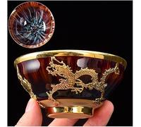 Tasses à Thé Jianzhan Or Incrusté Dragon Et Phoenix Dégradé Glaçure Motif Tasse à Thé Bol, Bol Forme Tasse à Thé Kung Fu, Sélection De Cadeaux, Dragon, 110ml/3.9oz