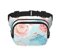 Tasses à thé Vintage avec Fleurs et Roses,Sac Banane carré Double Couche, Sac de Poitrine