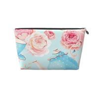 Tasses à Théière Vintage Fleurs Roses, Trousse de Toilette Trousse de Maquillage Sac à cosmétiques Trousse de Toilette de Voyage Portable