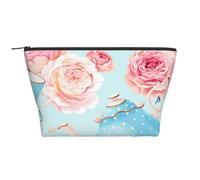 Tasses à Théière Vintage Fleurs Roses, Trousse de Toilette Trousse de Maquillage Sac à cosmétiques Trousse de Toilette de Voyage Portable