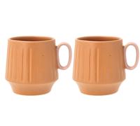 Tasses av. anse et motif strié STYLES en grès Ambre/Rose Villa Collection