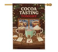 Tasses avec inscription « Cocoa Tasting » - Drapeau de la maison de Noël