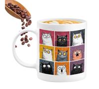 Tasses chat pour femme | 350 ml en céramique animal - Tasse amusante pour café | Pour boissons chaudes et froides, anniversaire, bureau, école, adultes et