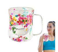 Tasses d' de fleurs | Tasses à thé florales séchées | Tagina résistante à la chaleur de 400 ml avec poignée et paroi à double couche pour boissons chaudes | Tasse à café élégante pour sa