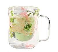 Tasses d' de fleurs | Tasses à thé florales séchées | Tagina résistante à la chaleur de 400 ml avec poignée et paroi à double couche pour boissons chaudes | Tasse à café élégante pour sa
