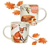 Tasses d'automne, renard et hérisson, 350 ml, en porcelaine, passe au lave-vaisselle et au micro-ondes
