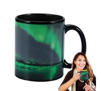 Tasses De Café À Changement De Couleur - Tasse De Révélation De Chaleur En Céramique, Tasse De Couleur Magique | Drinkware À Thème De Northern Lights, Tasse Sensible À La Température Amusante, Tasse D