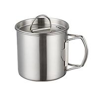 Tasses de Camping Pliables, Tasse de Camping en Acier Inoxydable Intégrée pour la Randonnée (350 ML)