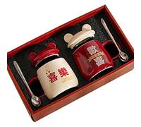 Tasses De Latte Tasses En Céramique Avec Des Caractères De Mariage Chinois Pour Les Couples, Adaptées Aux Petites Amies Et Aux Amis, Cadeaux De Fiançailles - Coffret Cadeau Happy Mugs - 301-400 Ml