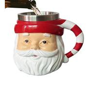 Tasses de Noël, 250 ml, tasse vintage avec motif Père Noël, 13 x 10 x 10 cm, avec doublure en acier inoxydable, tasse de vacances isotherme pour cacao chaud, café, cuisine, cadeau d'anniversaire pour