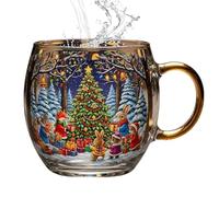 Tasses de Noël - Coupe en verre peint Unicta | Chasses à café en verre | Cupplas Drinkware | Tasse à thé de 250 ml résistante à la chaleur pour le café de mariage voyage d'hiver Class