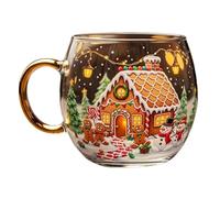 Tasses de Noël - Coupe en verre peint Unicta | Chasses à café en verre | Cupplas Drinkware | Tasse à thé de 250 ml résistante à la chaleur pour le café de mariage voyage d'hiver Class