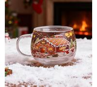 Tasses de Noël en verre teinté, tasses en verre peint à la main, tasse à café créative pour la maison, le café, les fêtes, les vacances, le quotidien (B)