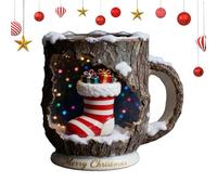 Tasses De Noël | Tasses En Résine Avec Poignée Ergonomique Pour Boissons,Mug de Noël Texture Écorce Craquelée - Pour Voyage Maison École Table Centrepieces Housewarming Cadeaux Mère Père Épouse Ami