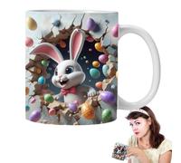 Tasses de Pâques | Tasse à café portable avec œufs colorés et lapins - Tasse à café latte - Motif dessin animé mignon - Pour fête de Pâques chaude - Pour cacao, café, lait, thé