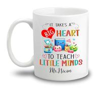 Tasses De Petit Déjeuner Il Faut Un Grand Cœur Pour Enseigner Aux Petits Esprits Tasse Céramique Avec Poignée Tasses En Porcelaine Pour Femme Homme 330Ml