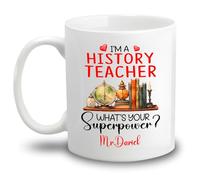Tasses De Petit Déjeuner Je Suis Professeur D'Histoire, Quel Est Votre Super Pouvoir ? Tasse À Café En Porcelaine Drôle Tasses À Café Pour Décorer Maman 330Ml