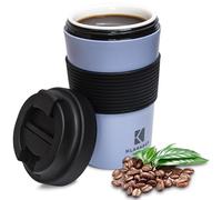 Tasses de voyage en céramique, tasses à café doublées en céramique pour voyage, portables, étanches et réutilisables (350 ml/bleu)