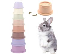 Tasses d'empilage pour lapins : 8 pièces de jouets de lapin multicolores de différentes tailles | Jouets d'enrichissement pour lapins, cacher et jouer de la nourriture