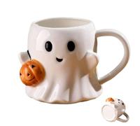 Tasses d'Halloween Gobelet Tasse à Café Poignée en Verre à Boire en Céramique Décor Fantôme Effrayant Boisson Thé Chocolat Chaud Adultes Adolescents Femmes Amoureux Quotidien 14x10,