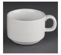 Olympia Athena Tasses empilables 200ml (lot de 24), porcelaine blanche, résistantes aux éclats, compatibles avec la soucoupe CC202, passent au micro-ondes/lave-vaisselle, CC200