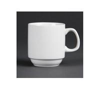 Olympia Tasses empilables Whiteware 284 ml porcelaine blanche résistantes aux éclats - lot de 12