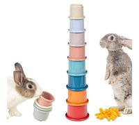 Tasses empilables pour lapin - 8 jouets en forme de lapin pour l'ennui | Gobelets empilables multicolores, jouets de recherche de nourriture, jouets de tri et d'empilage pour petits animaux.