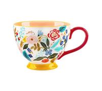 Tasses en céramique à motif floral peintes à la main 15 OZ, grandes tasses pour le lait, le café, le cappuccino, le thé, le cacao, les tasses de petit-déjeuner à l'avoine (Fleur jaune)