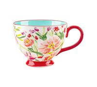 Tasses en céramique à motif floral peintes à la main 15 OZ, grandes tasses pour le lait, le café, le cappuccino, le thé, le cacao, les tasses de petit-déjeuner à l'avoine(Fleurs de gessan)