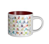 Tasses en céramique de grande capacité avec impression alphabet animal, tasses polyvalentes pour café, thé, faciles à tenir, parfaites pour les espaces de travail