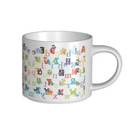 Tasses en céramique de grande capacité avec impression alphabet animal, tasses polyvalentes pour café, thé, faciles à tenir, parfaites pour les espaces de travail