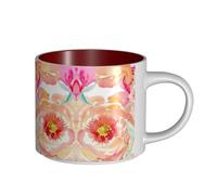 Tasses en céramique de grande capacité avec impression pivoine pêche, tasses polyvalentes pour café, thé, faciles à tenir, parfaites pour les espaces de travail