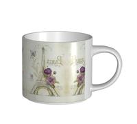 Tasses en céramique de grande capacité avec impression Tour Eiffel, tasses polyvalentes pour café, thé, faciles à tenir, parfaites pour les espaces de travail