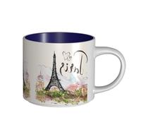 Tasses en céramique de grande capacité avec impression Tour Eiffel, tasses polyvalentes pour café, thé, faciles à tenir, parfaites pour les espaces de travail