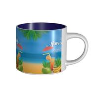 Tasses en céramique de grande capacité avec motif perroquet, ananas et oiseaux d'été, tasses polyvalentes pour café, thé, faciles à tenir, parfaites pour les espaces de travail